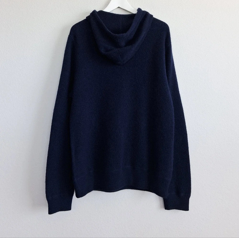 Polo Ralph Lauren Washable Cashmere Hooded Sweater In Waffle Knit Navy XL